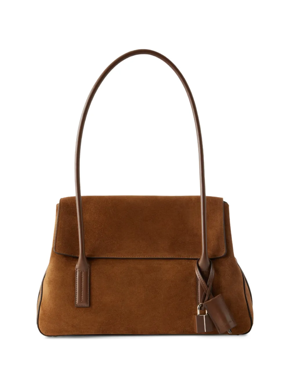 TOM FORD padlock-detail suede shoulder bag - Marrone