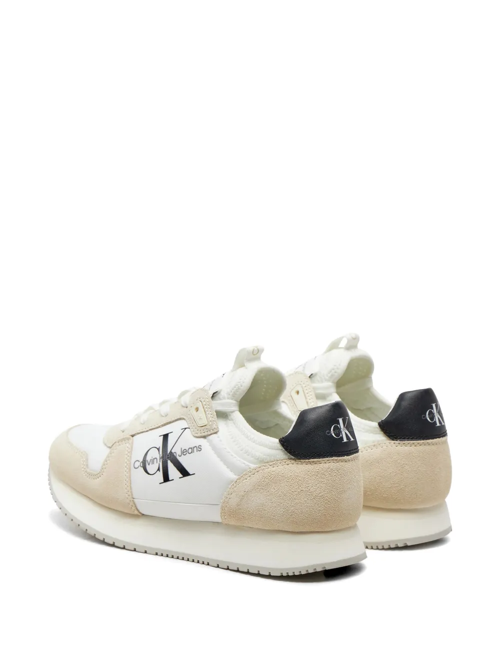 Calvin Klein Sneakers met suède vlak en logoprint Wit