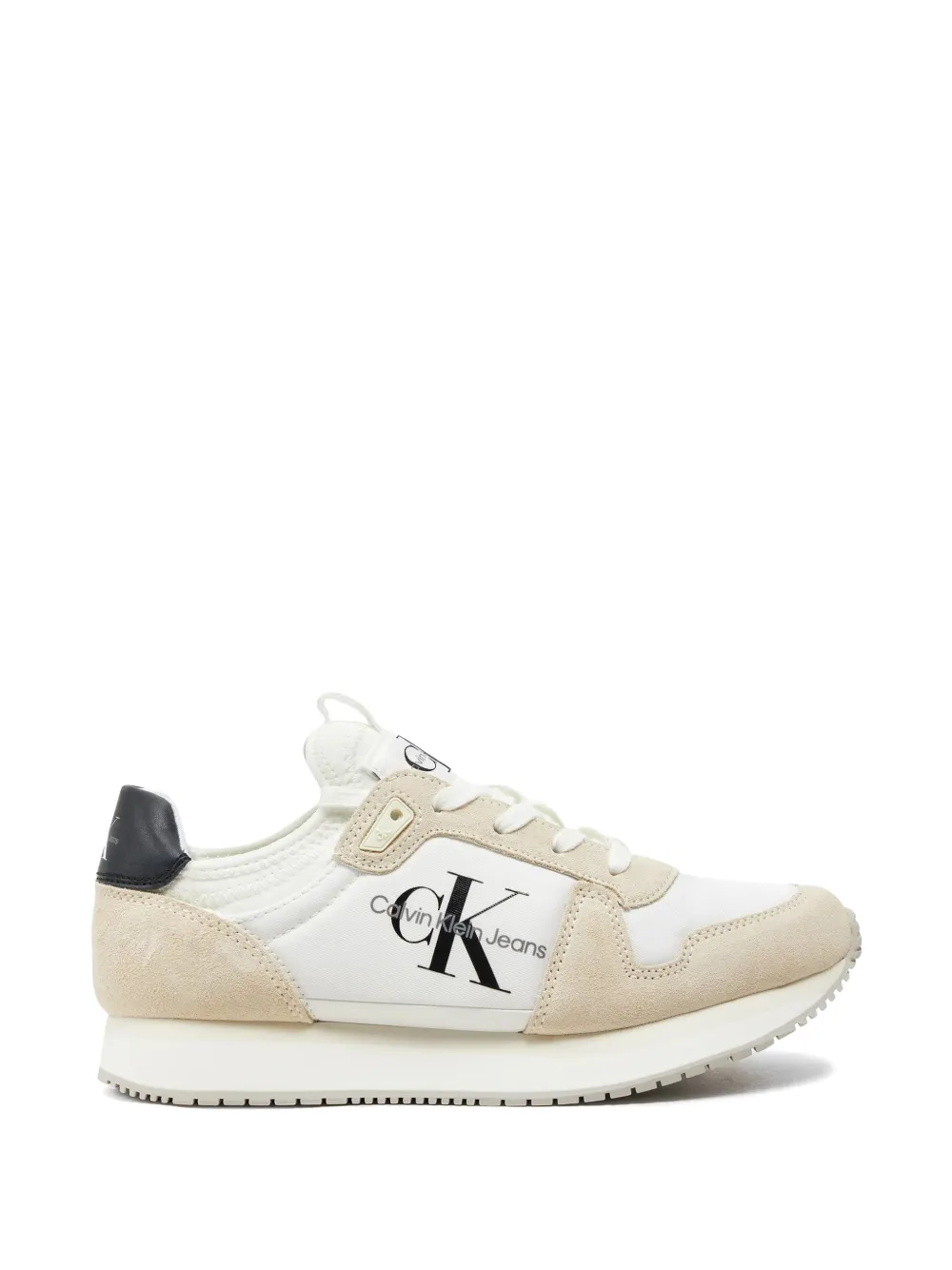 Calvin Klein suede-panel logo-print sneakers - Weiß
