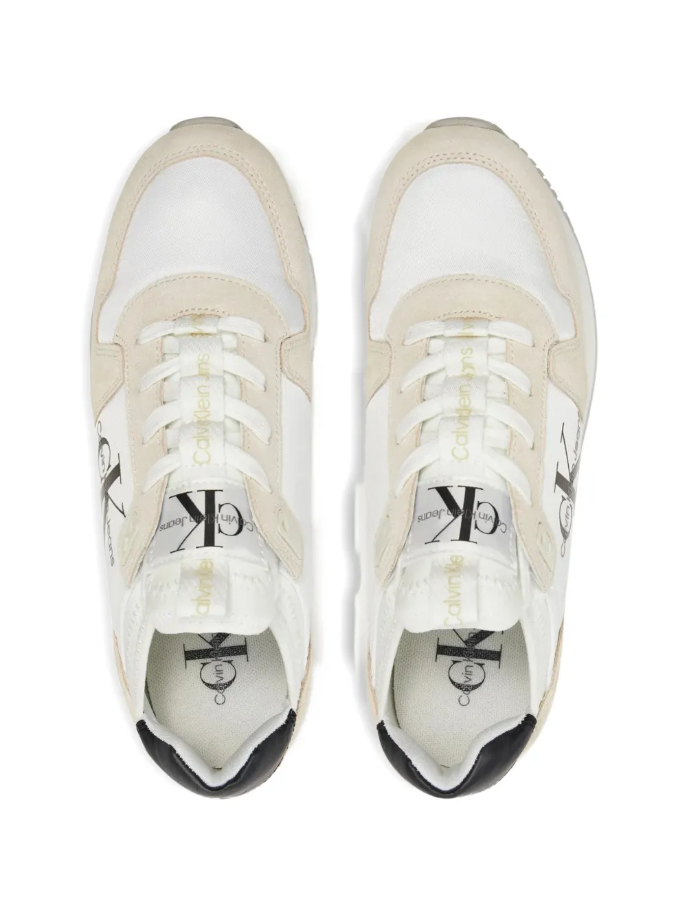 Calvin Klein Sneakers met suède vlak en logoprint Wit