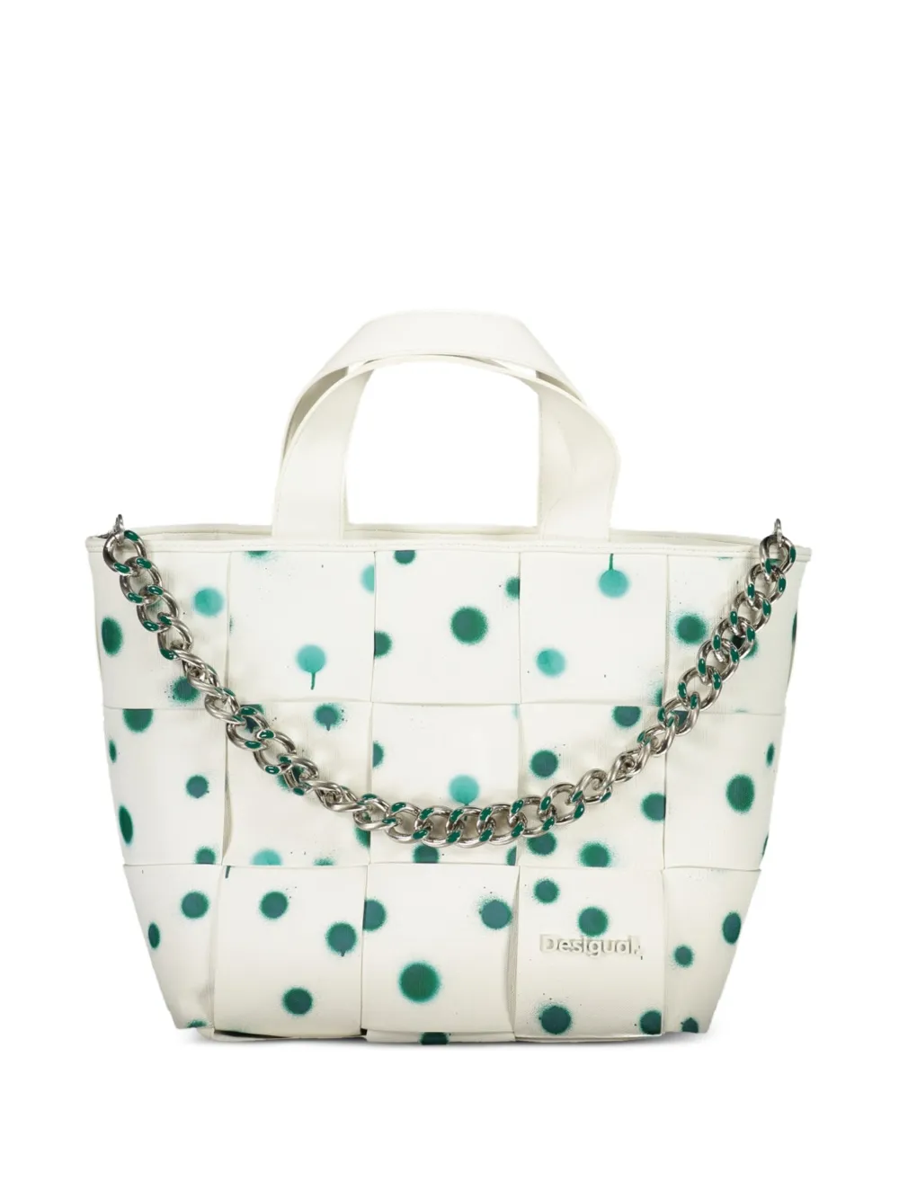 Desigual Shopper met stippen en logopatch Wit