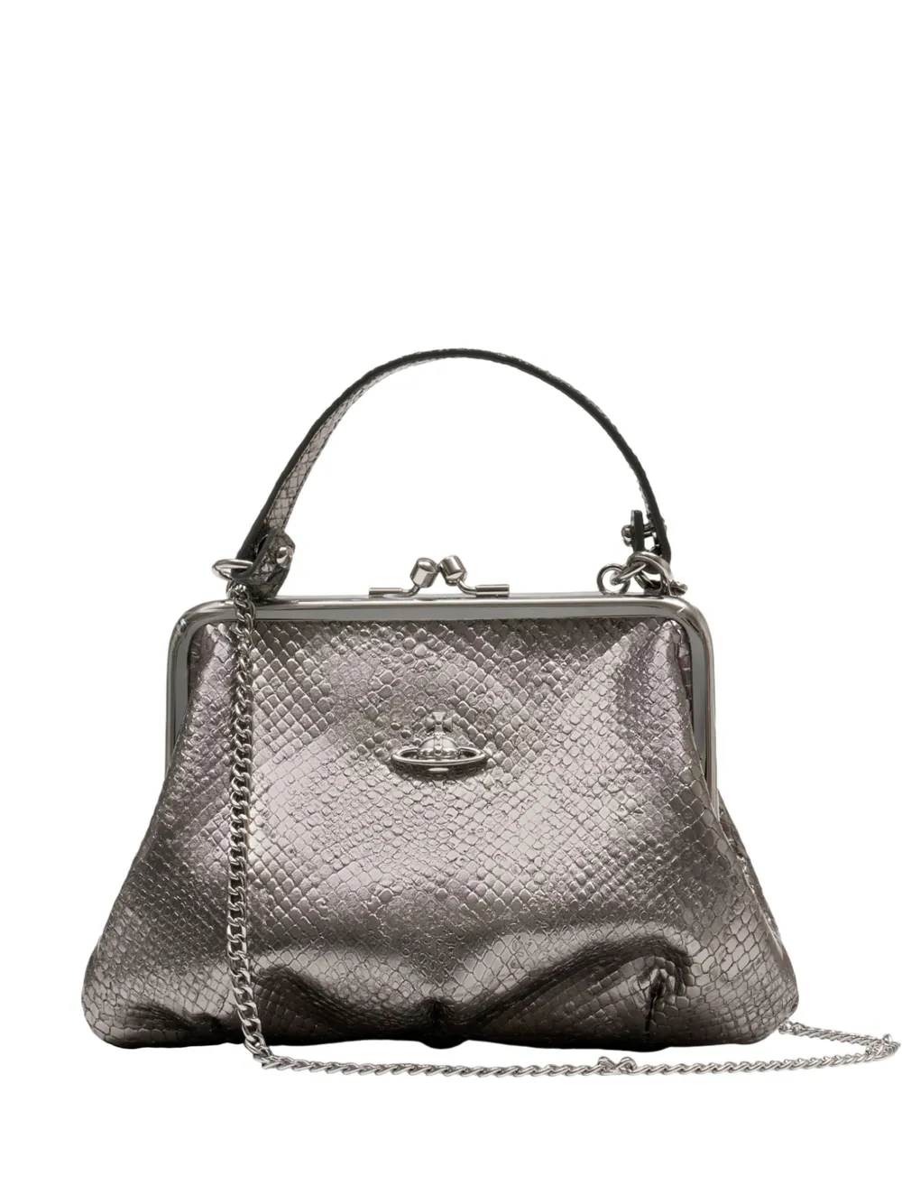 Vivienne Westwood Granny Frame embossed leather mini bag - Silver
