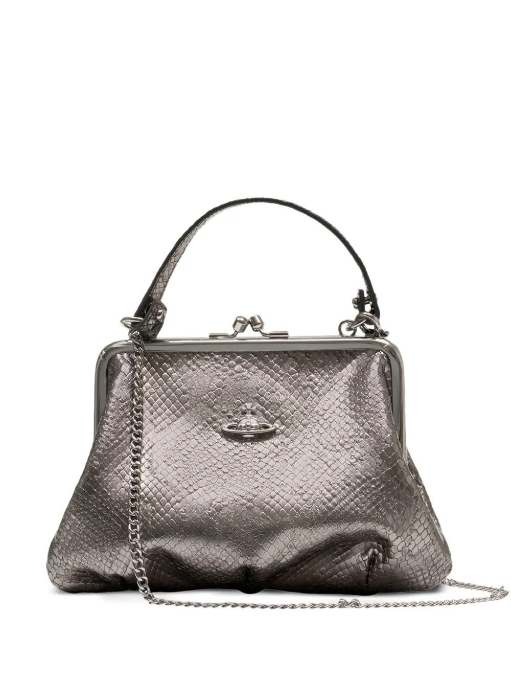 Vivienne Westwood Granny Frame embossed leather mini bag - Argento