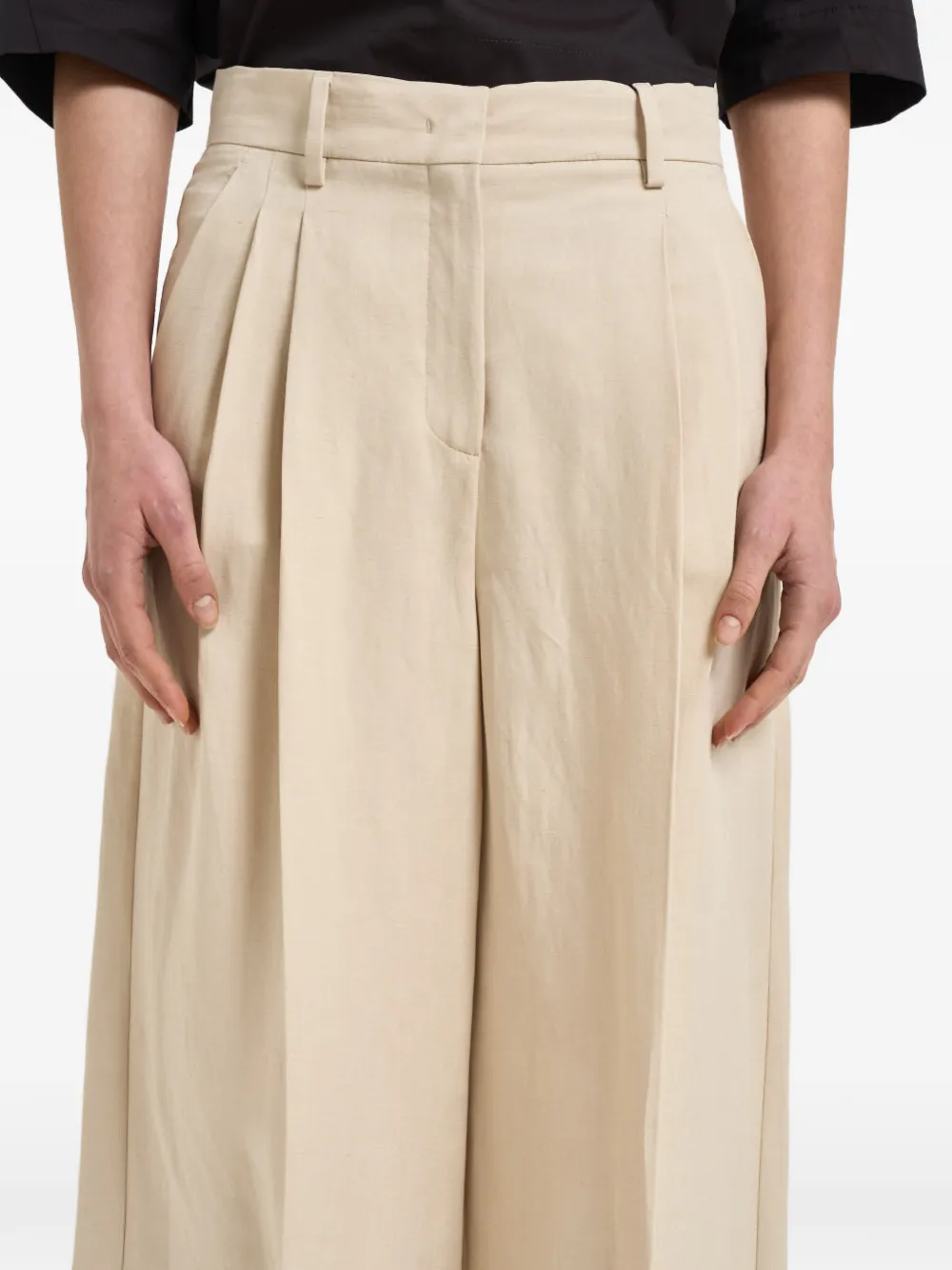Weekend Max Mara Plooibroek met wijde pijpen Beige