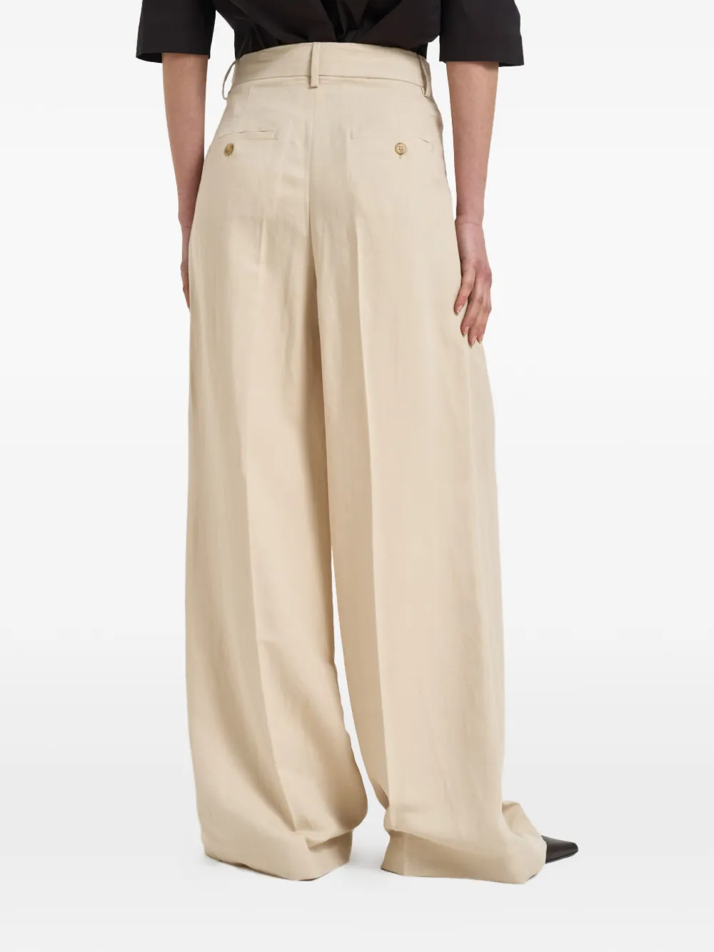 Weekend Max Mara Plooibroek met wijde pijpen Beige