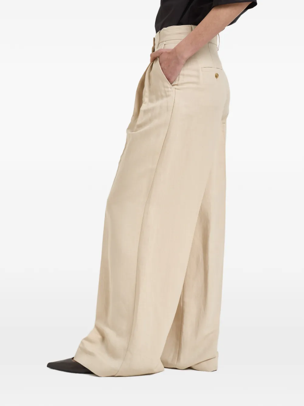 Weekend Max Mara Plooibroek met wijde pijpen Beige