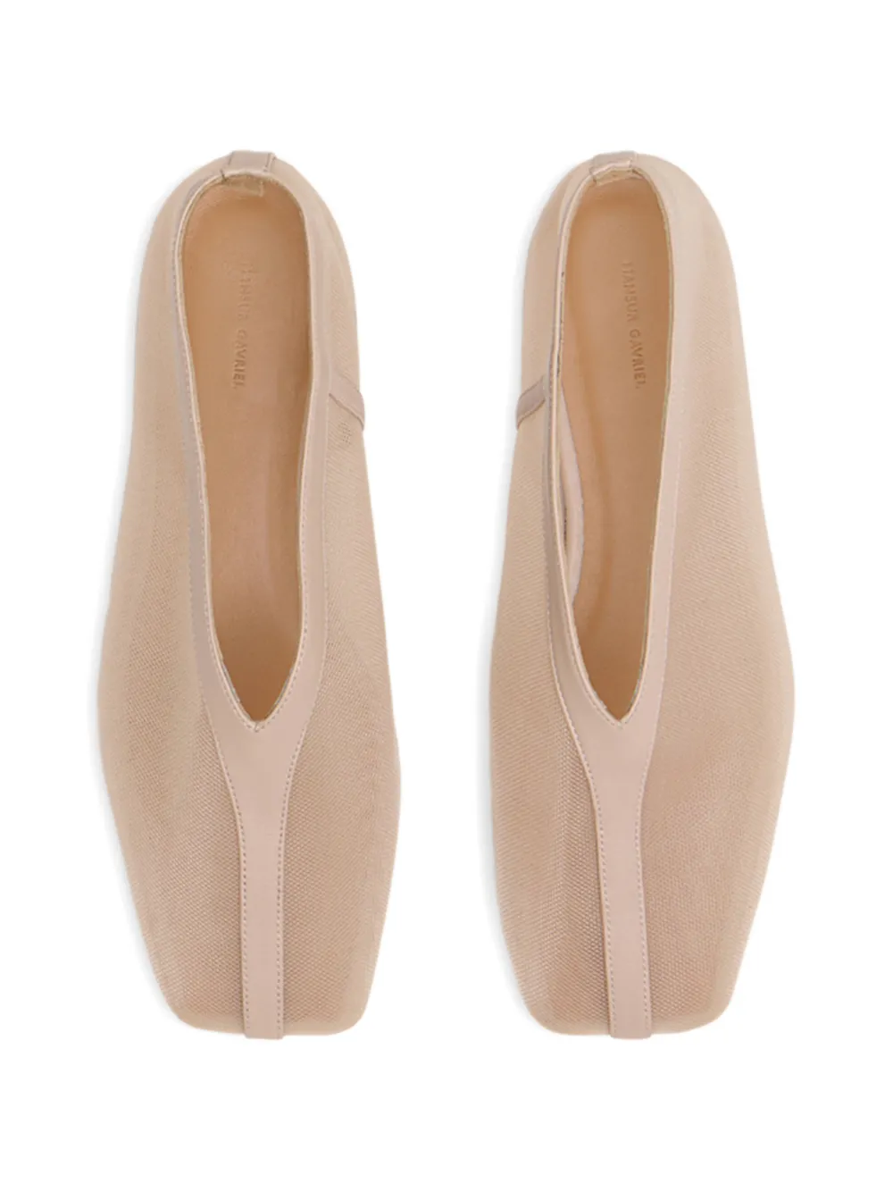 Mansur Gavriel Contorno Square V ballerina's Beige
