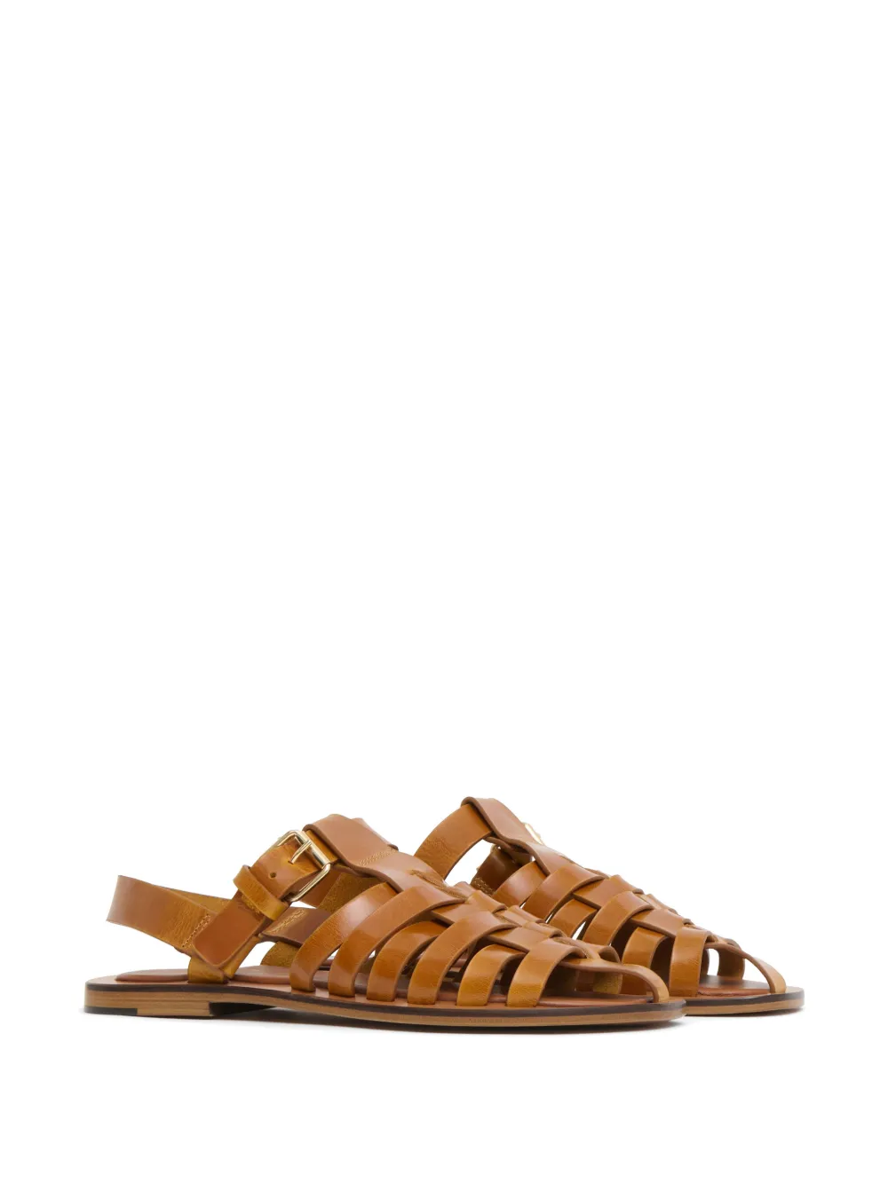 Mansur Gavriel Netta Caged Leather Sandals In Brown