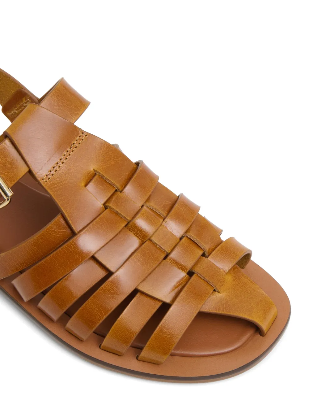 Mansur Gavriel Netta Caged Leather Sandals In Brown