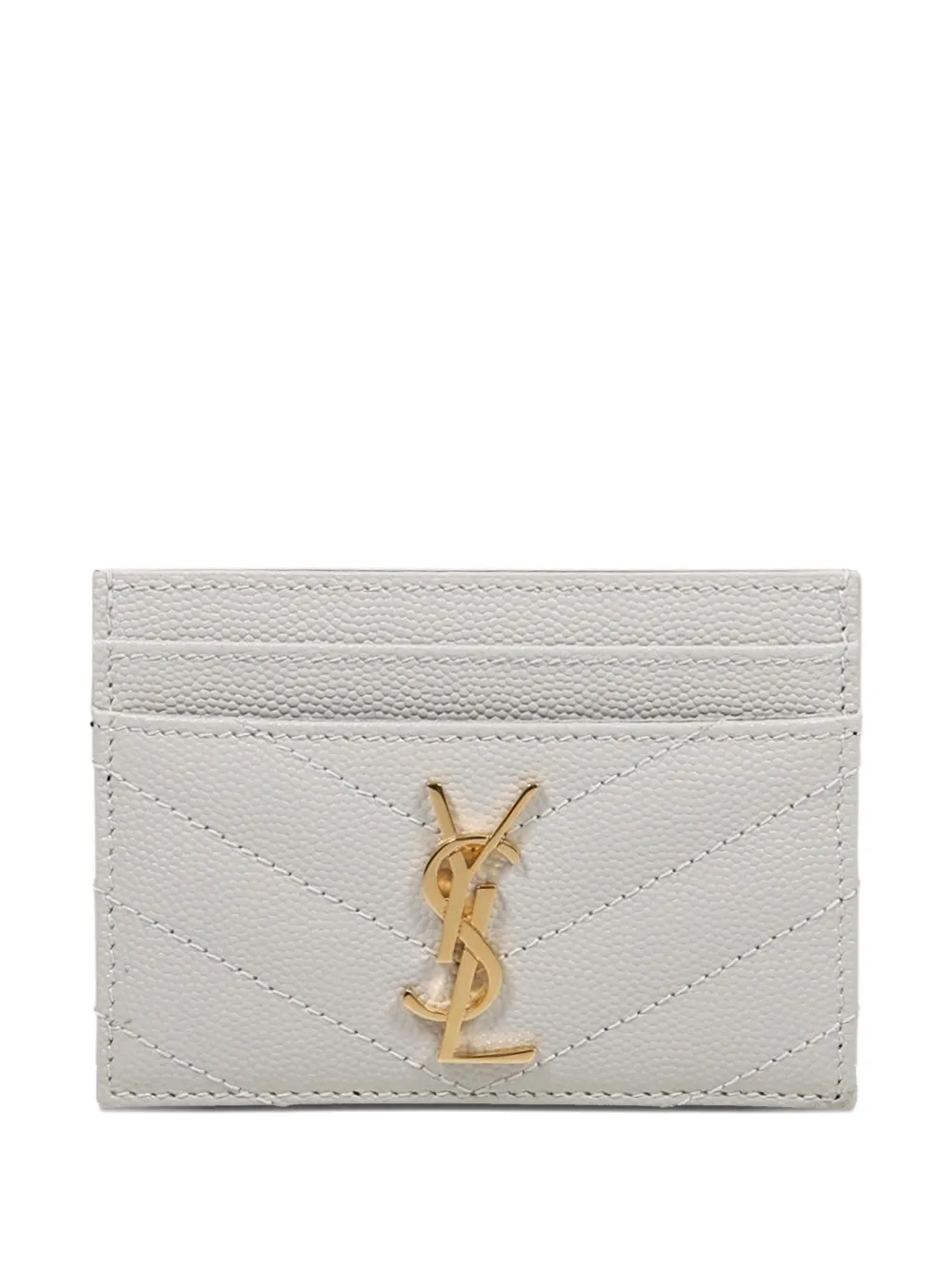 Saint Laurent quilted-leather cardholder - Weiß