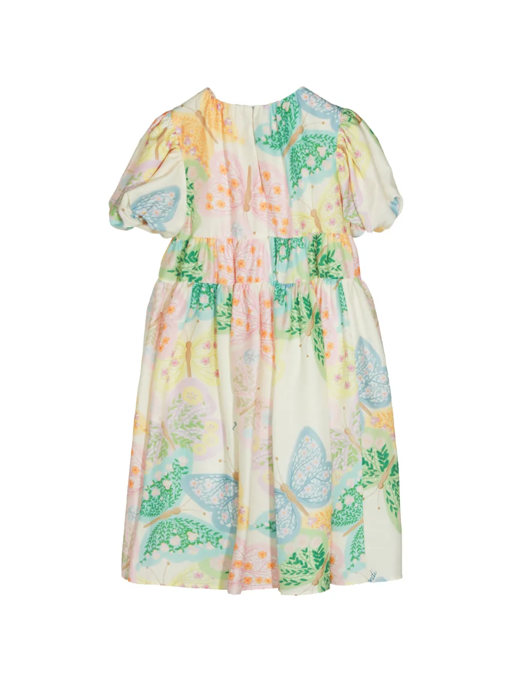 Fendi Kids Jurk met pofmouwen en vlinderprint Beige
