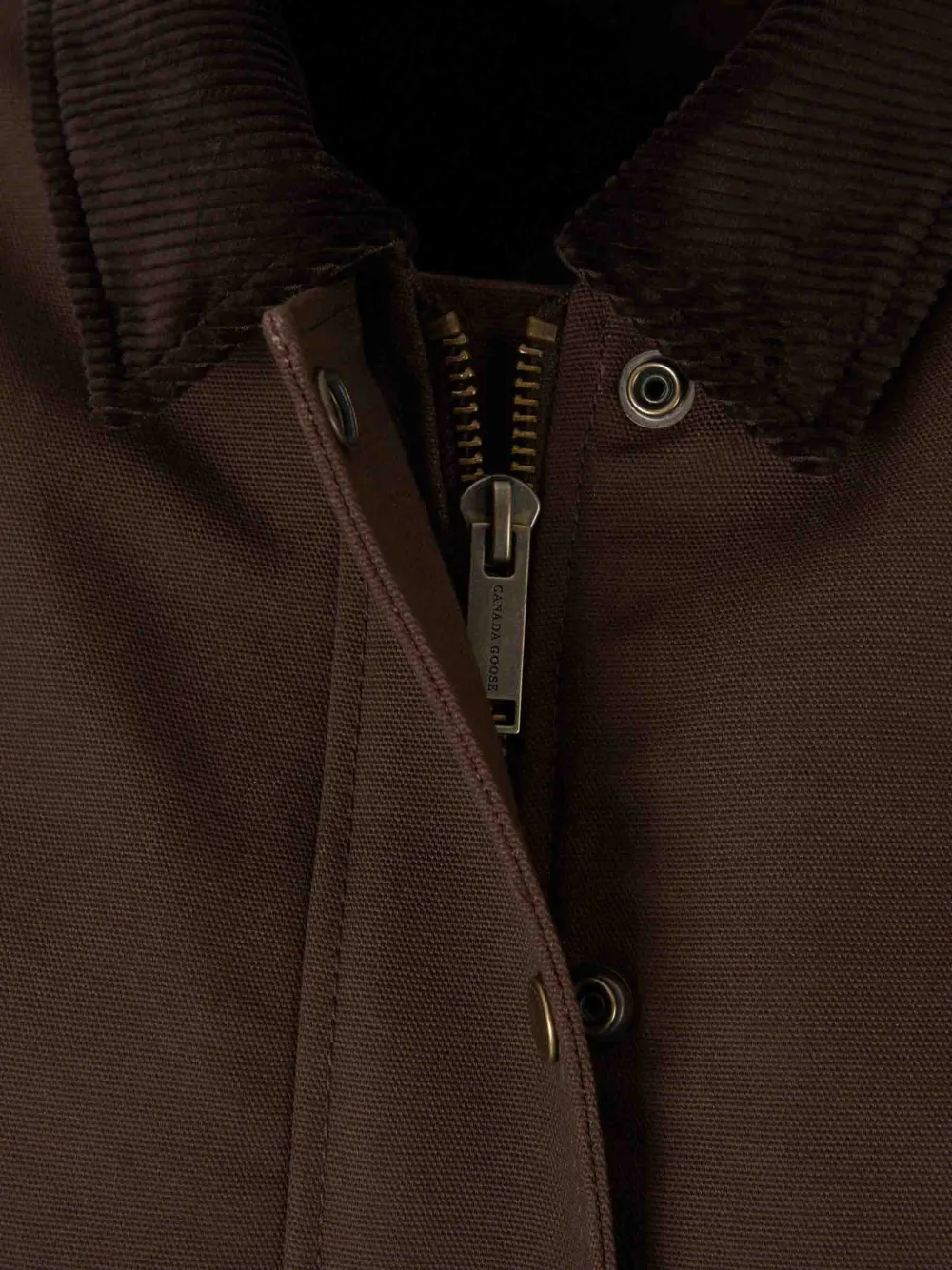 Canada Goose Jack met logopatch en ribfluwelen kraag Bruin