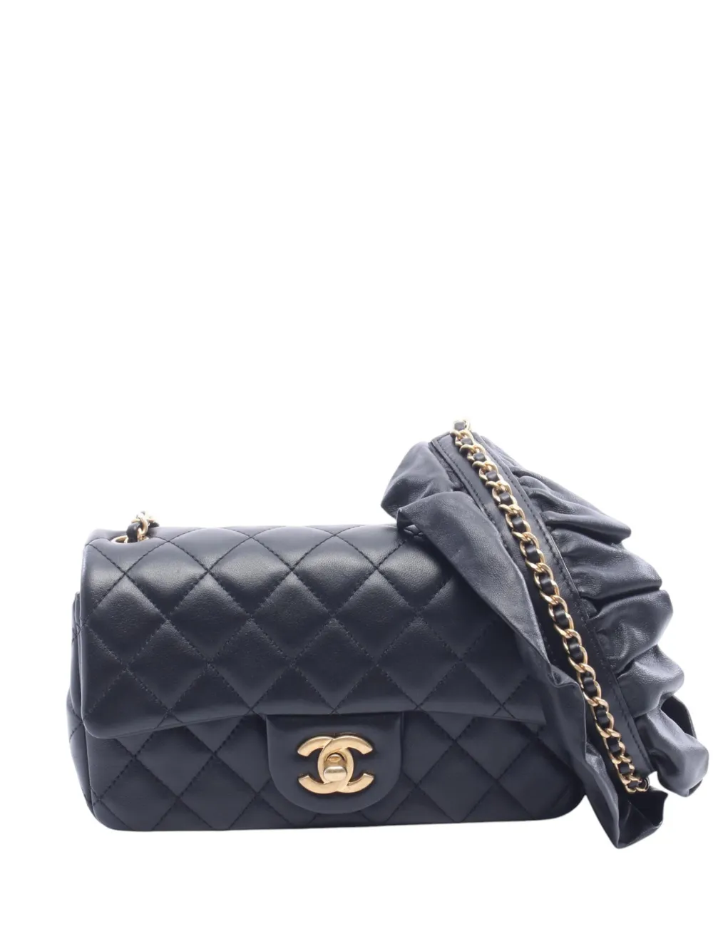 CHANEL Pre-Owned 2020 Mini Quilted Lambski Rectangular Romance Flap Ba crossbody bag - Black