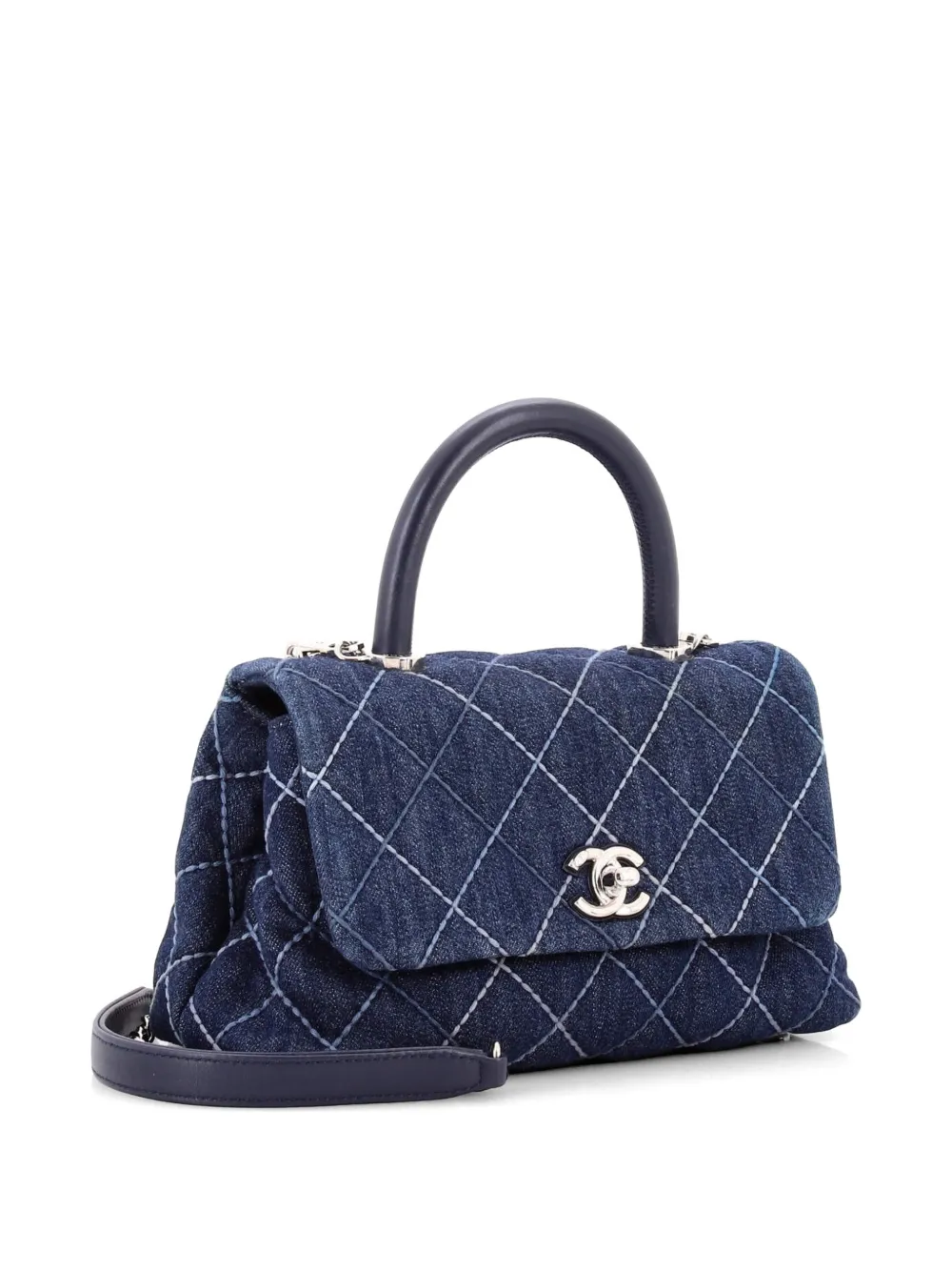 CHANEL Pre-Owned Coco Top Handle Bag Quilted Denim Mini satchel - Blu