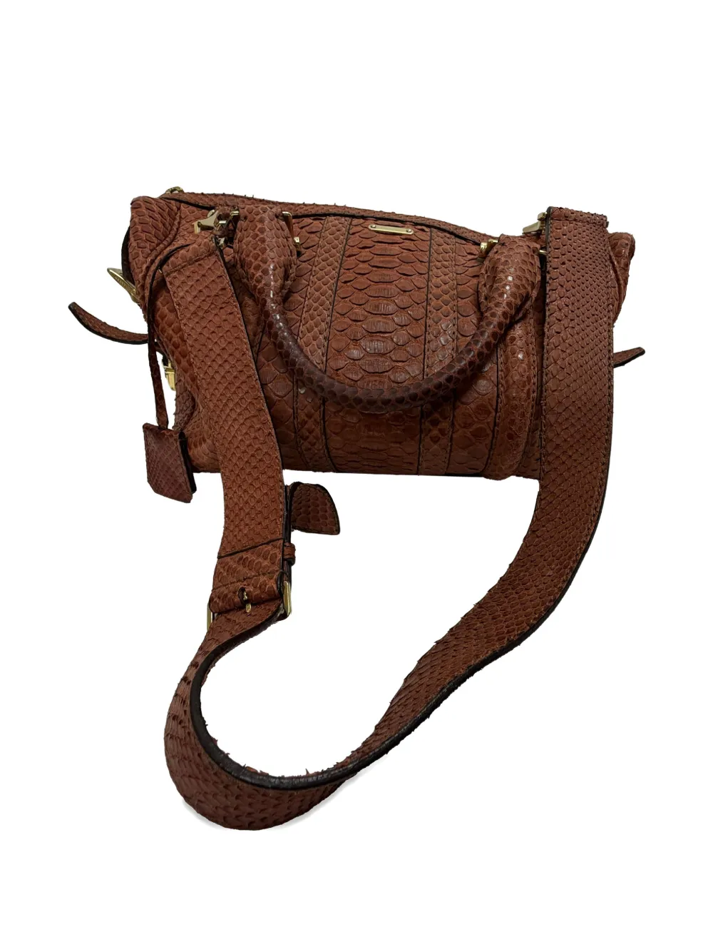 Burberry Pre-Owned Nevinson python bowling bag - Marrone