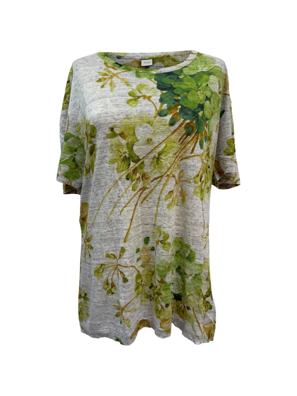 Gucci Pre-Owned floral-print linen T-shirt - Grau