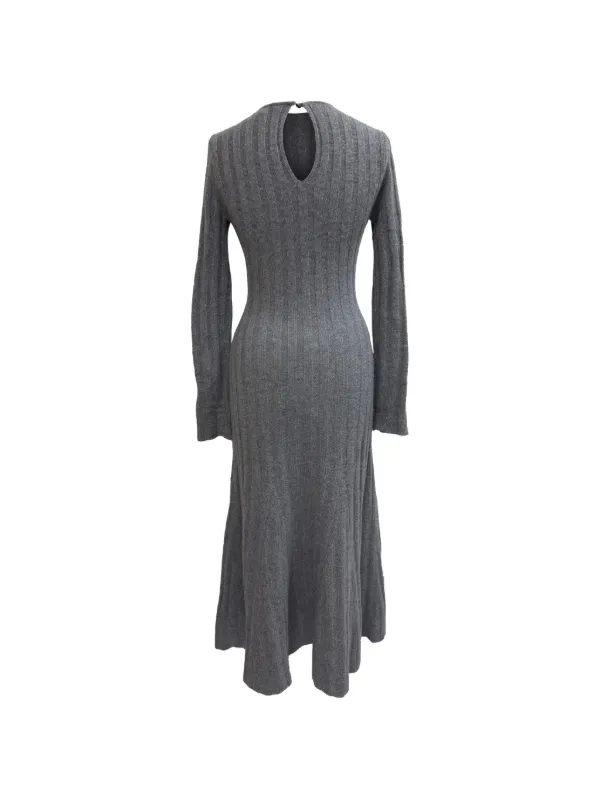 reformation knit dresses Women's Preloved Evan Midi Dress in Grey Cashmere Mini