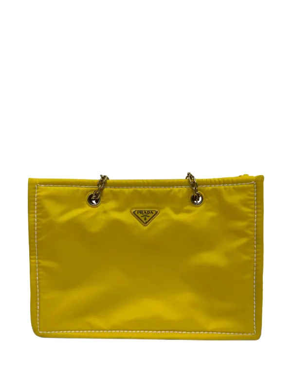 Prada Pre-owned Tessuto Chain Tote Bag in Yellow