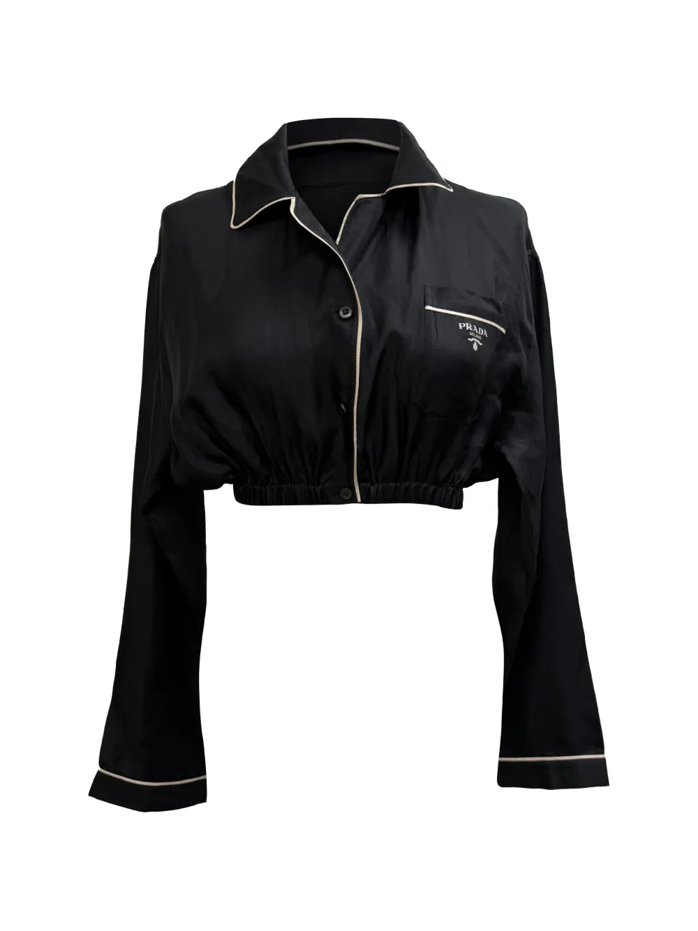 Prada Pre-Owned Cropped long-sleeve blouse - Nero