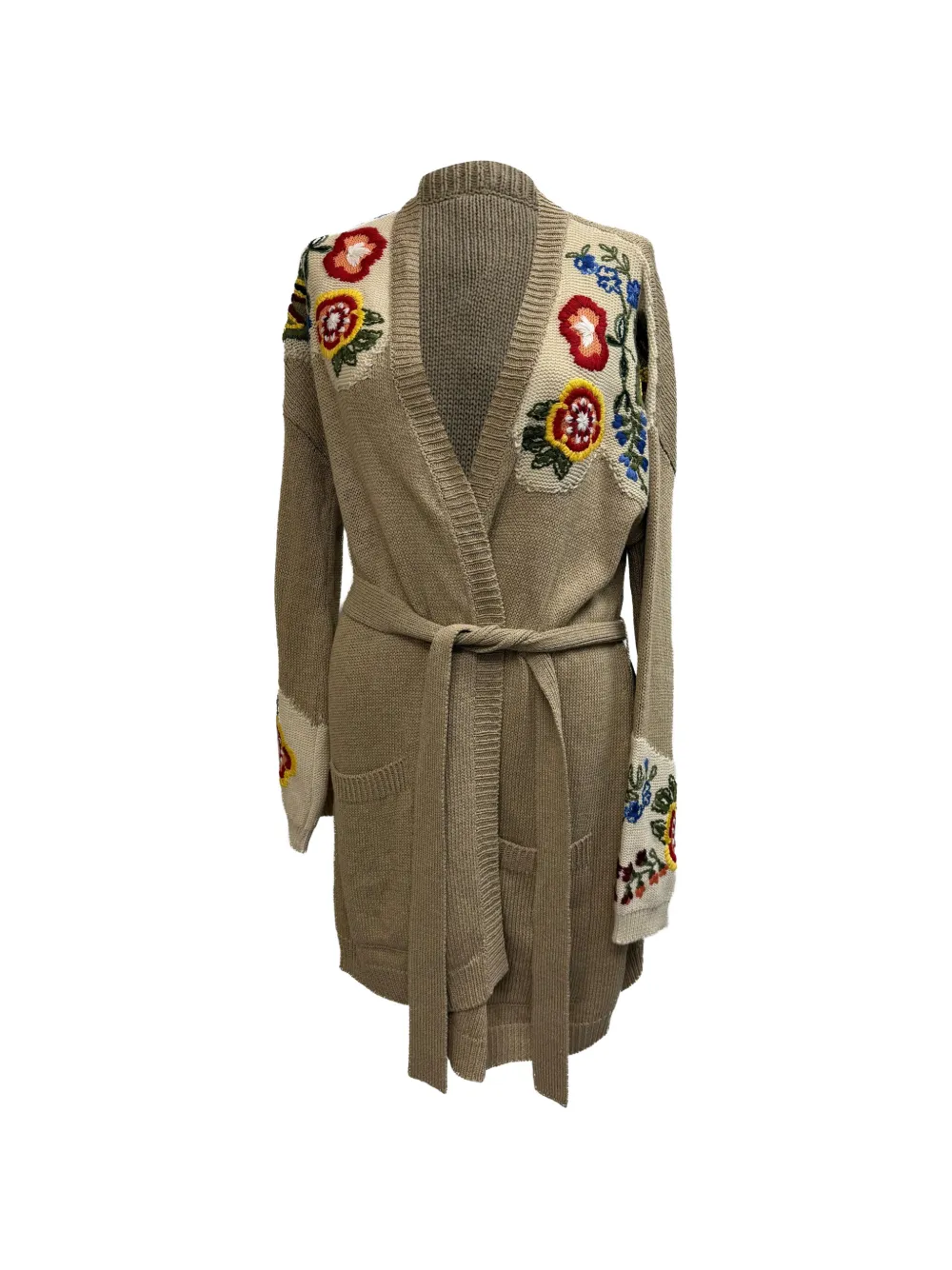 Etro Vintage Embroidered belted cardigan - Toni neutri