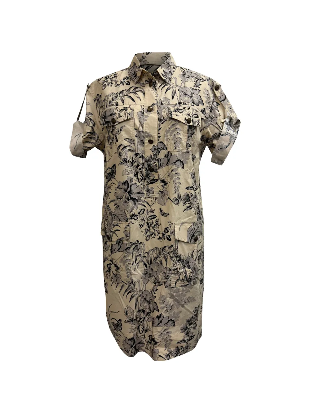 Etro Vintage Leaf-print shirt dress - Toni neutri