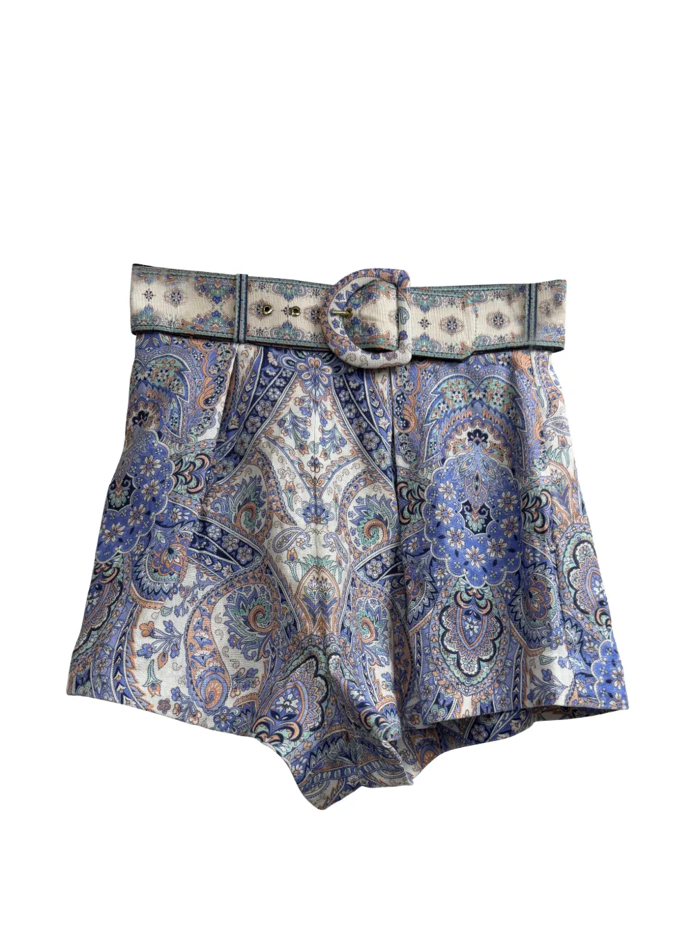 ZIMMERMANN belted paisley-print shorts - Neutrals