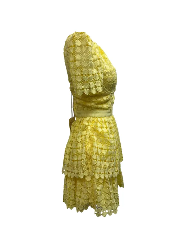 self portrait gold tiered dress Self-Portrait Heart-Lace | Yellow LowStock:43250090246195