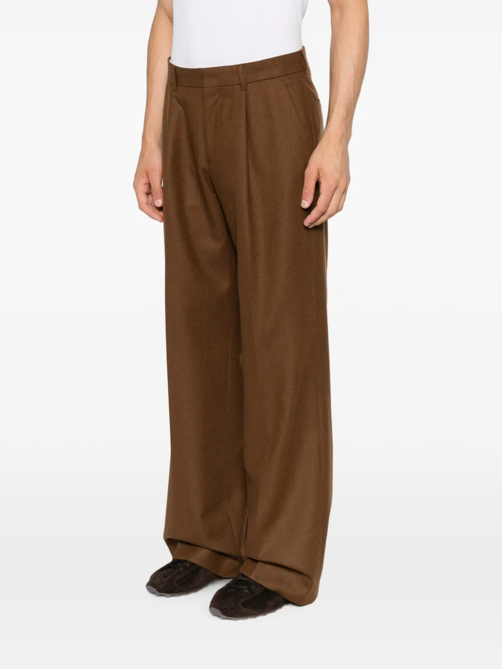 SANDRO Geplooide broek met riemlussen Bruin