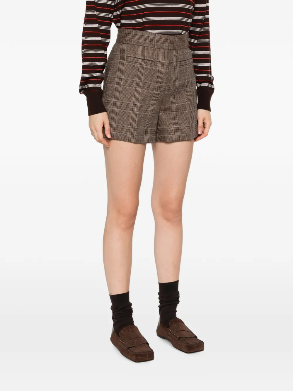 SANDRO Geruite shorts Bruin