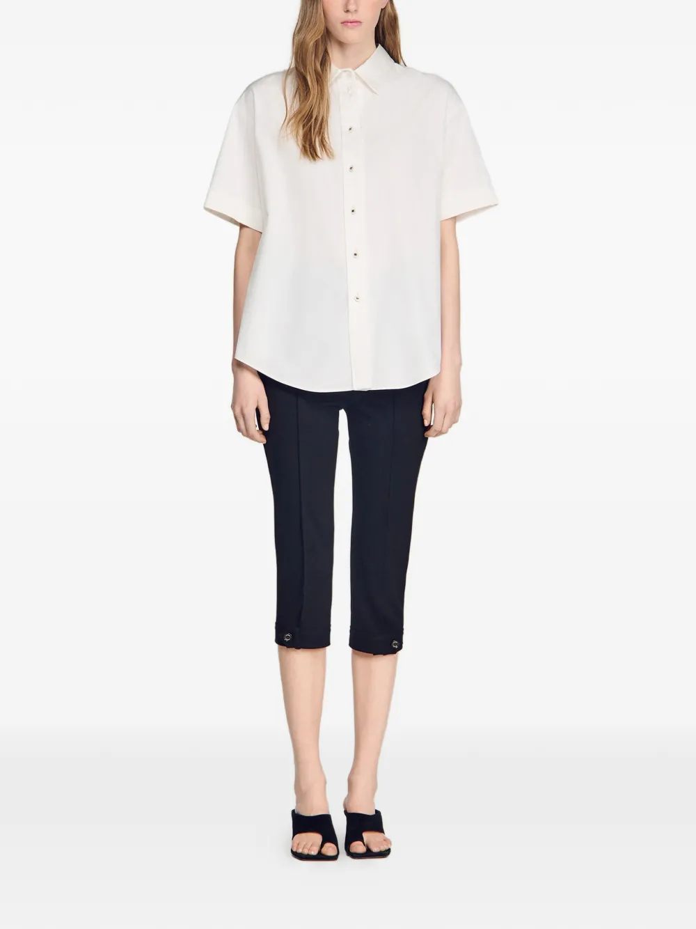 SANDRO Oversized blouse met geplooide rug Wit