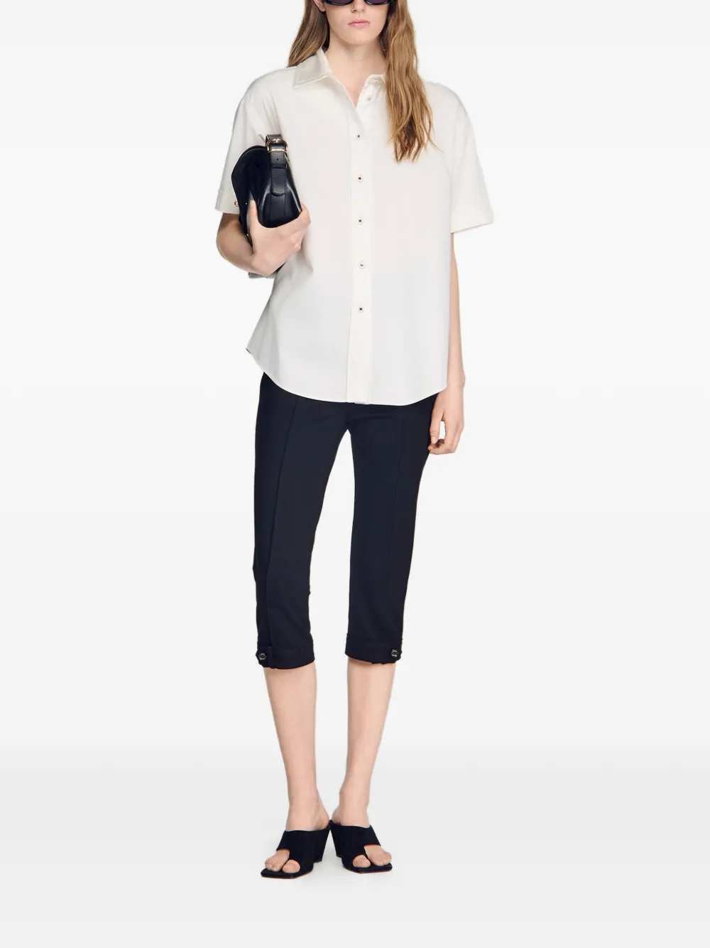 SANDRO Oversized blouse met geplooide rug Wit