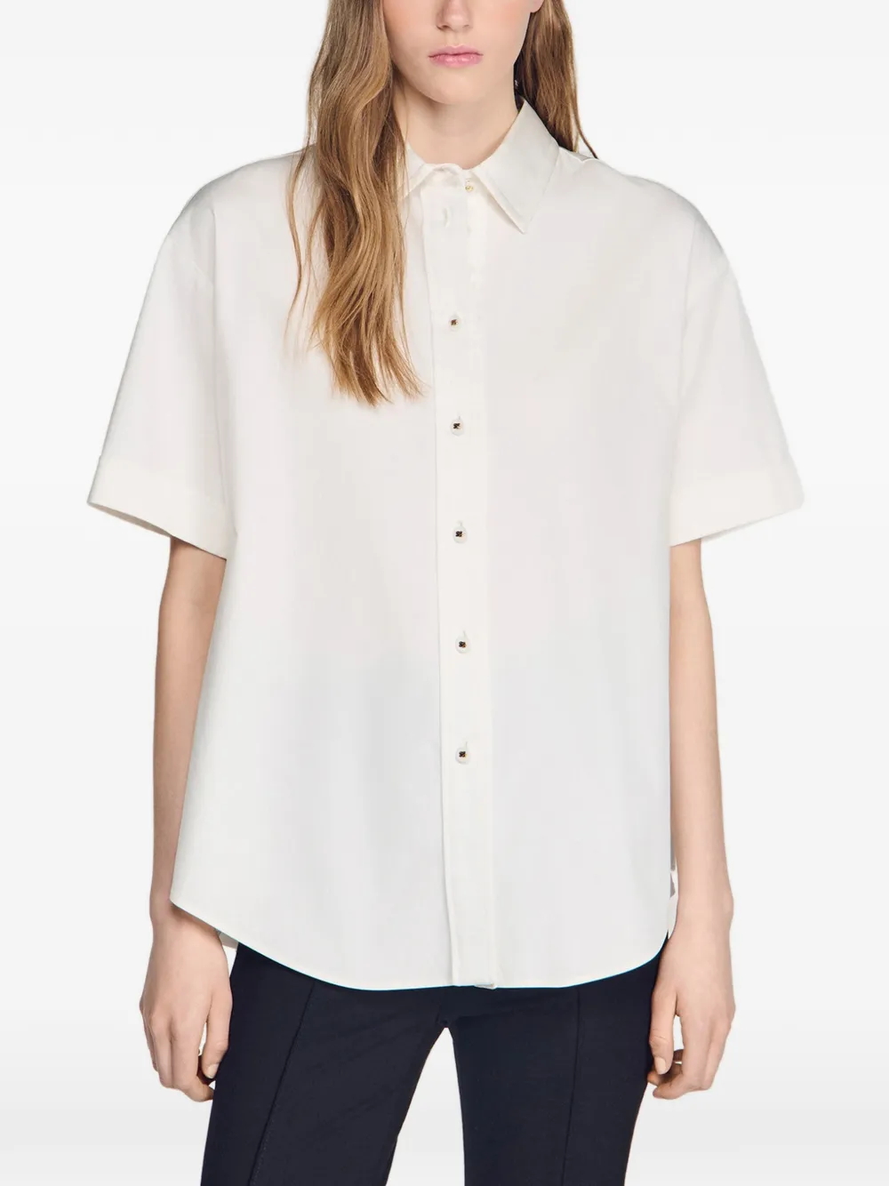 SANDRO Oversized blouse met geplooide rug Wit