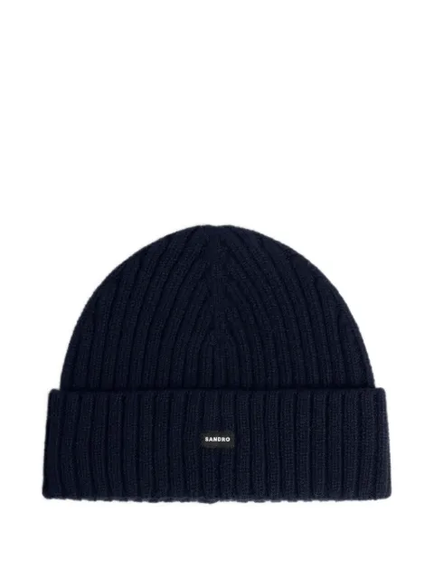 SANDRO ribbed-knit beanie hat