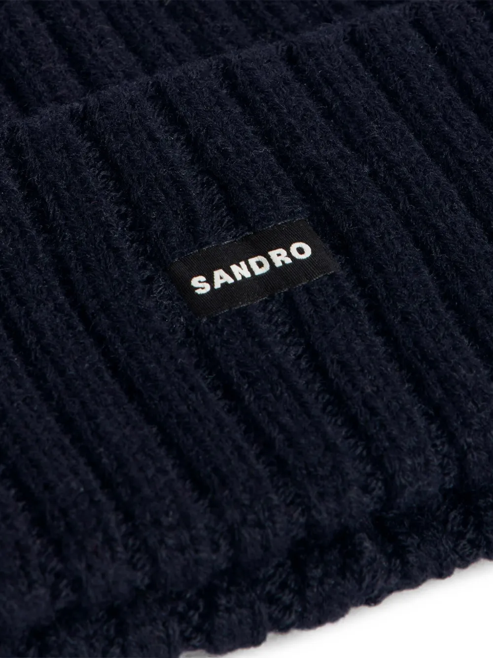 SANDRO ribbed-knit beanie hat Blauw