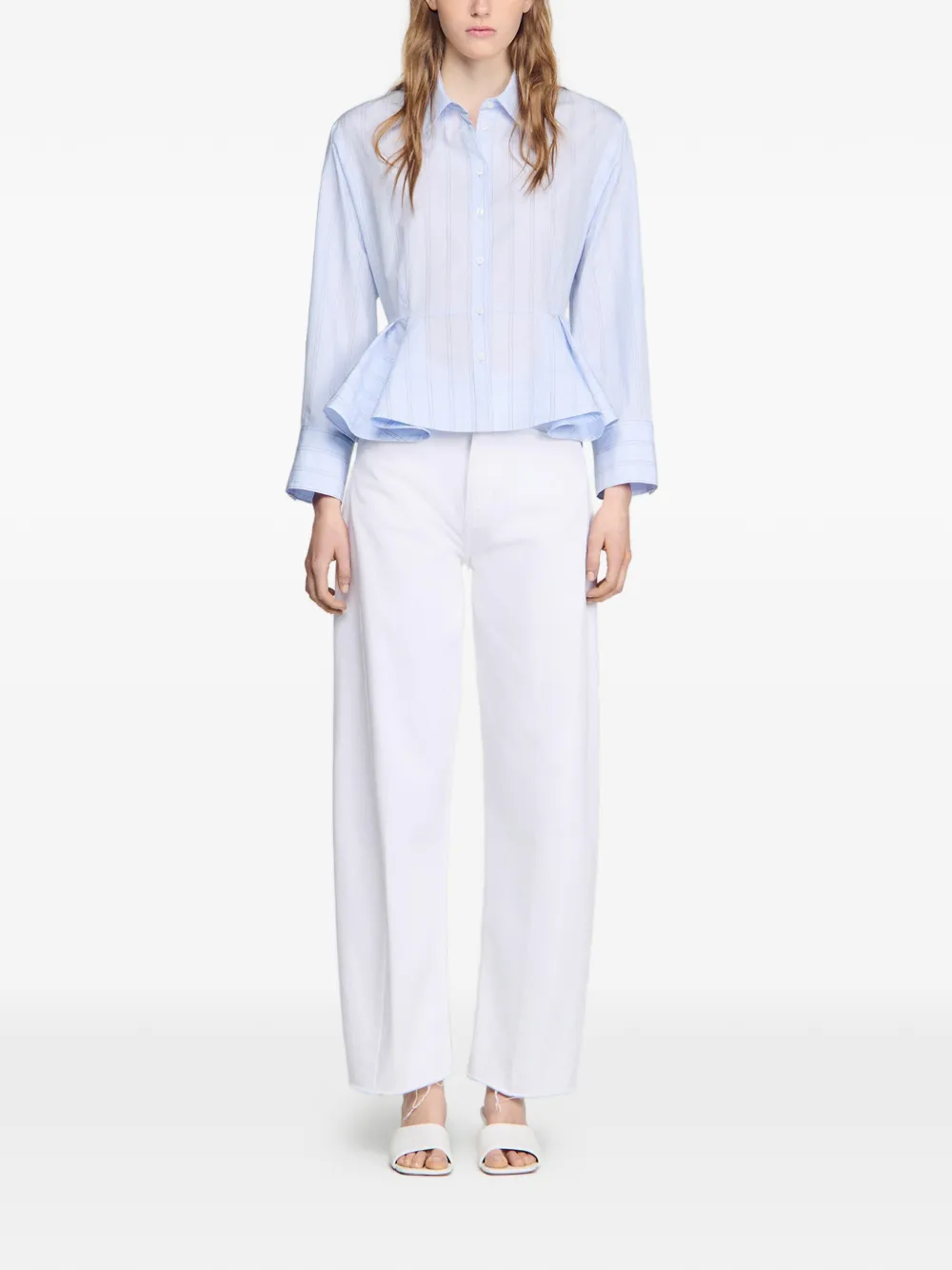 SANDRO Gestreept peplum blouse Blauw
