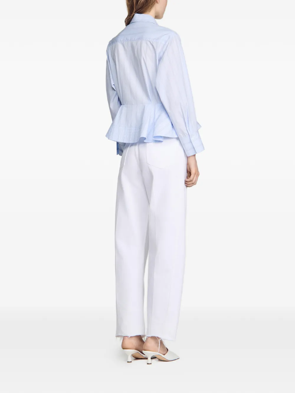 SANDRO Gestreept peplum blouse Blauw