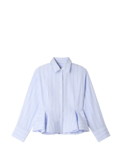 SANDRO striped pleated-peplum shirt