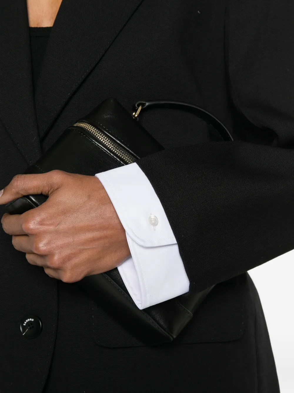 SANDRO Wollen blazer met satijnen rug Zwart