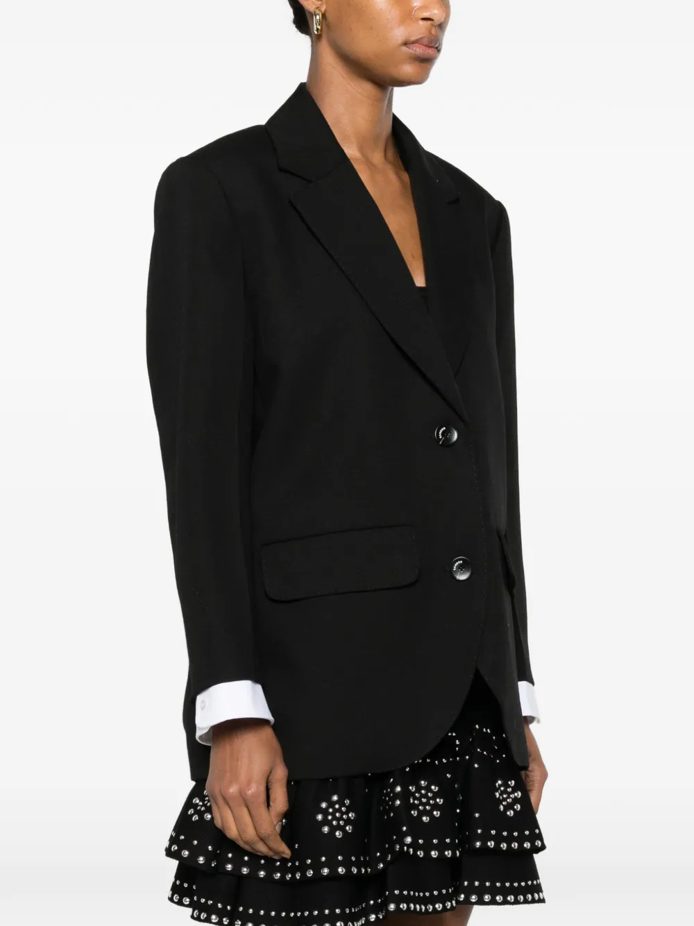 SANDRO Wollen blazer met satijnen rug Zwart