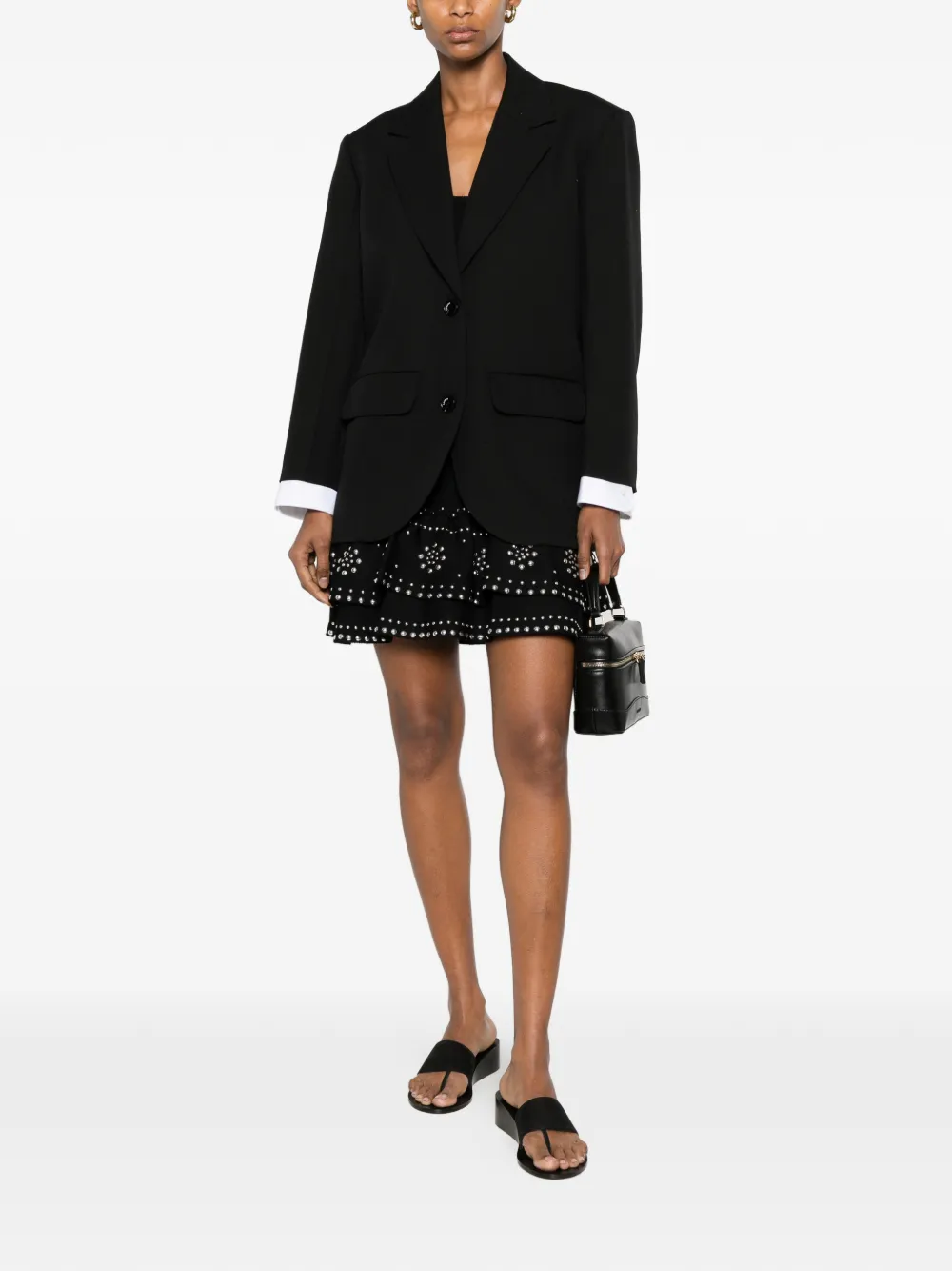SANDRO Wollen blazer met satijnen rug Zwart