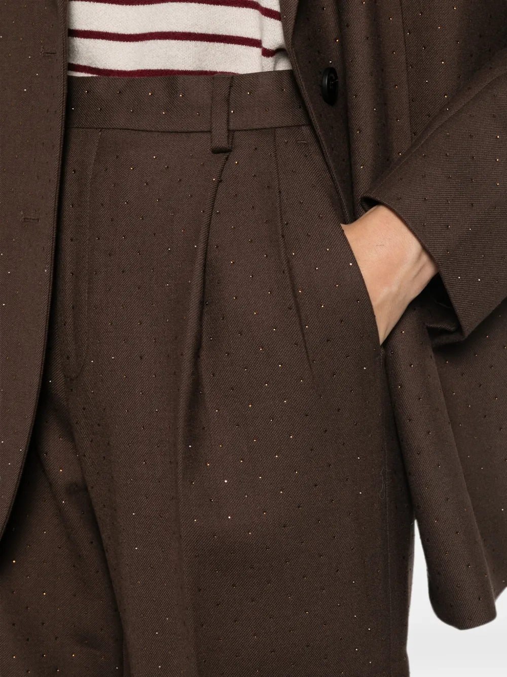 SANDRO Broek verfraaid met kristallen Bruin