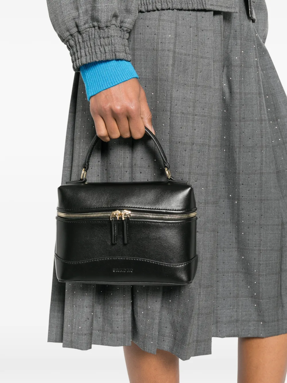 SANDRO Leren mini-tas met ritssluiting Zwart
