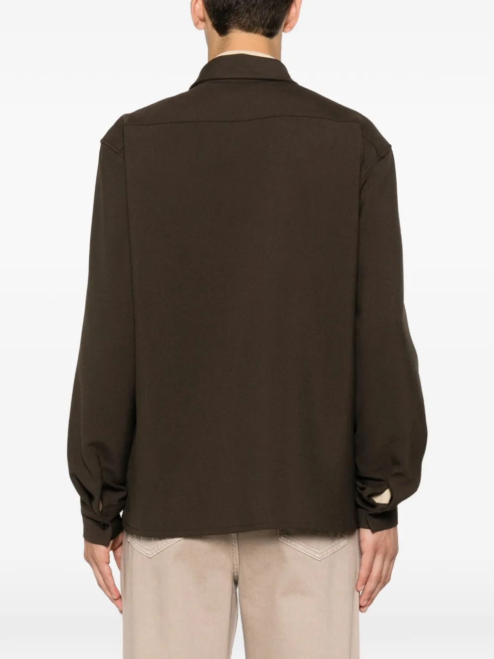 SANDRO Button-up overhemd met klepzak Bruin