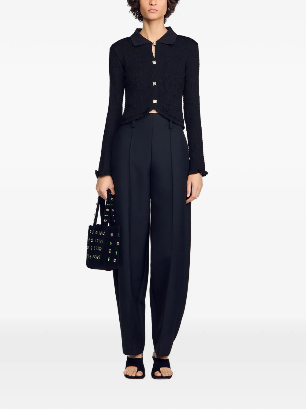 SANDRO Blouse verfraaid met kristal Zwart