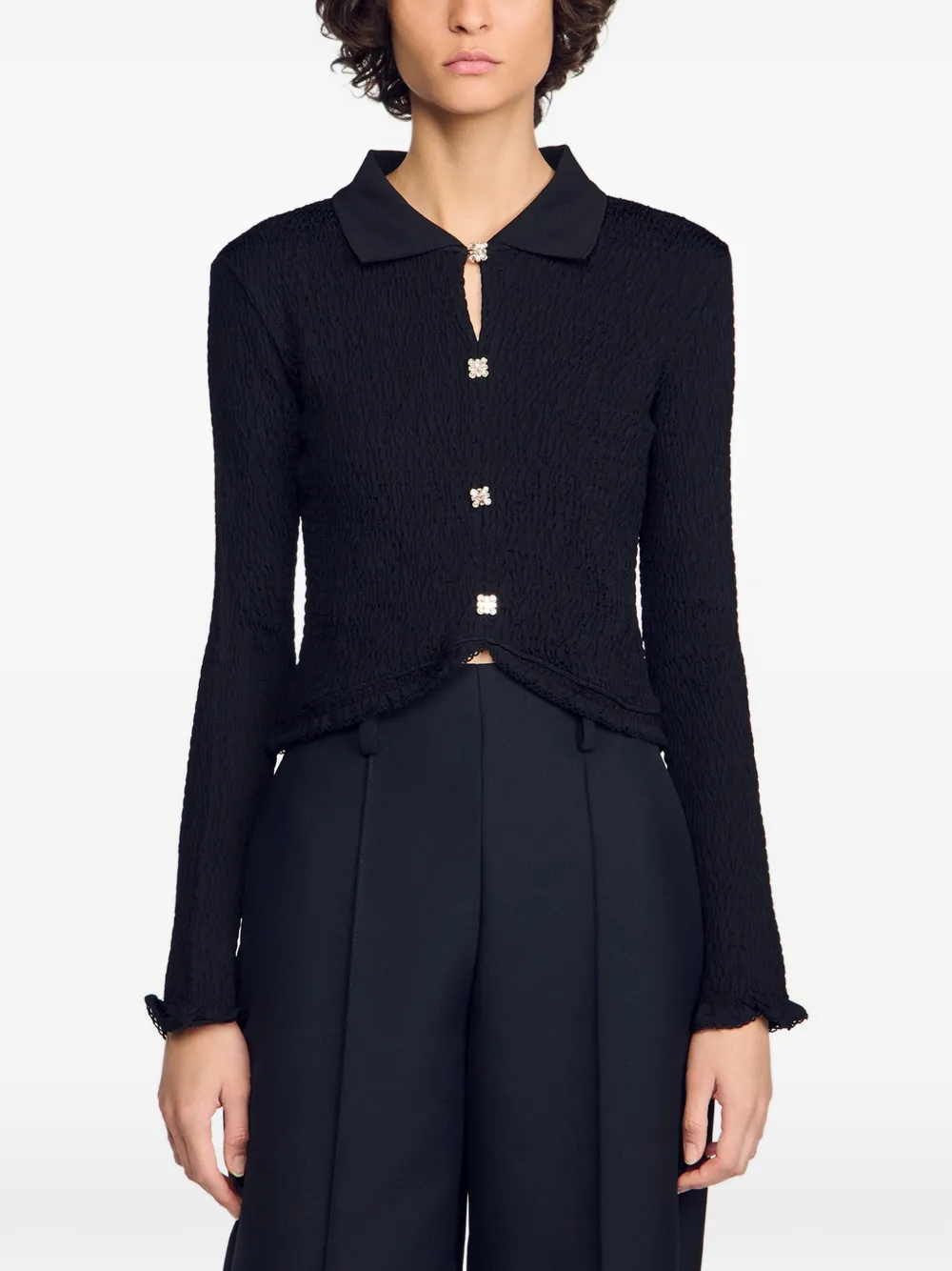 SANDRO Blouse verfraaid met kristal Zwart