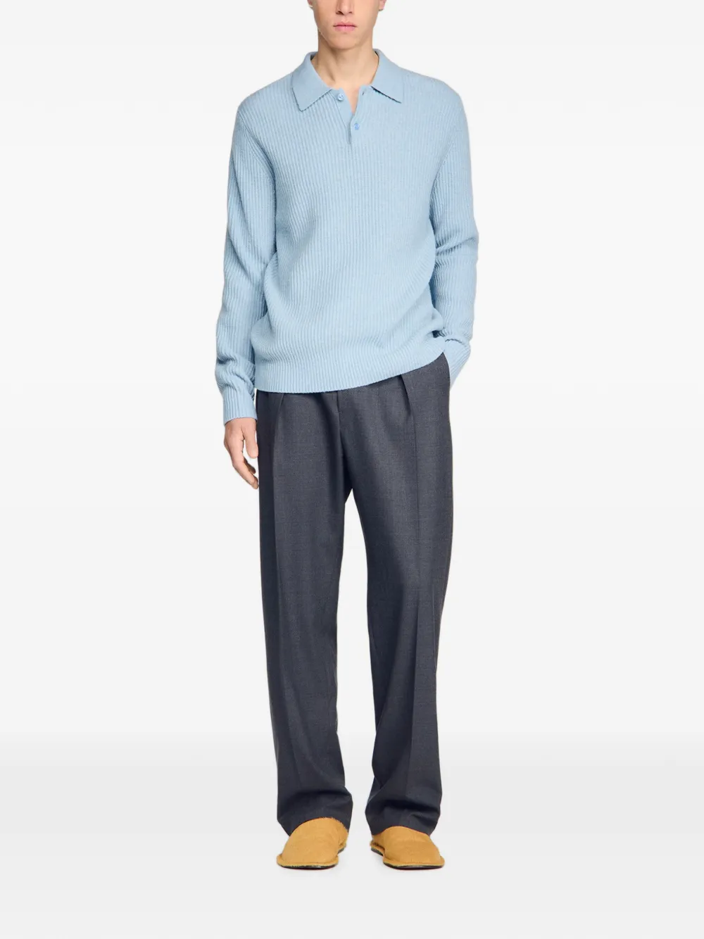 SANDRO Wollen poloshirt Blauw