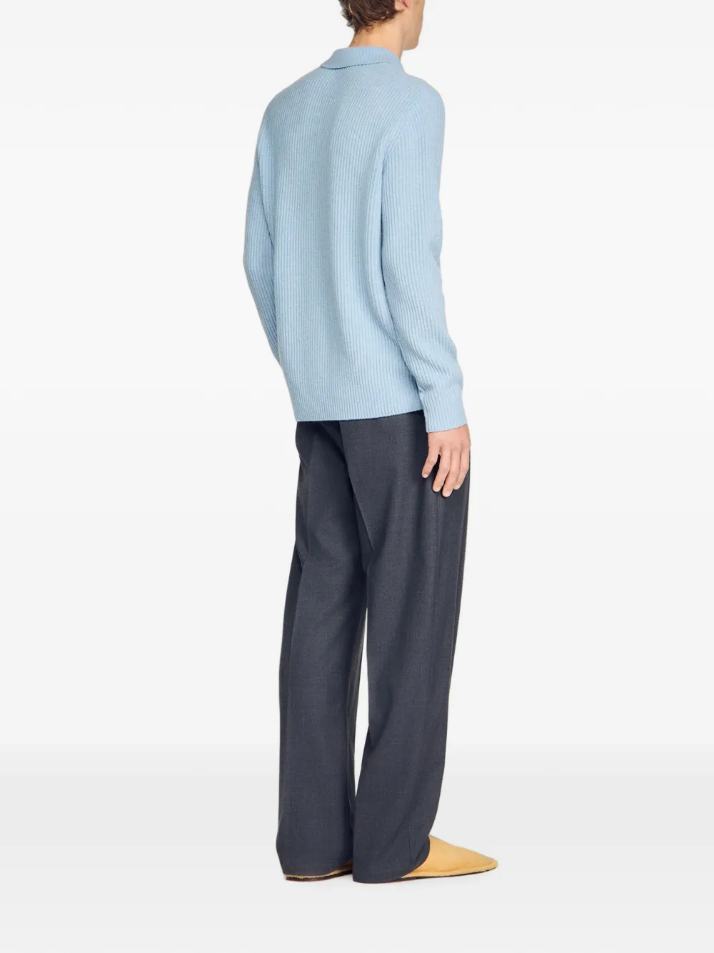 SANDRO Wollen poloshirt Blauw
