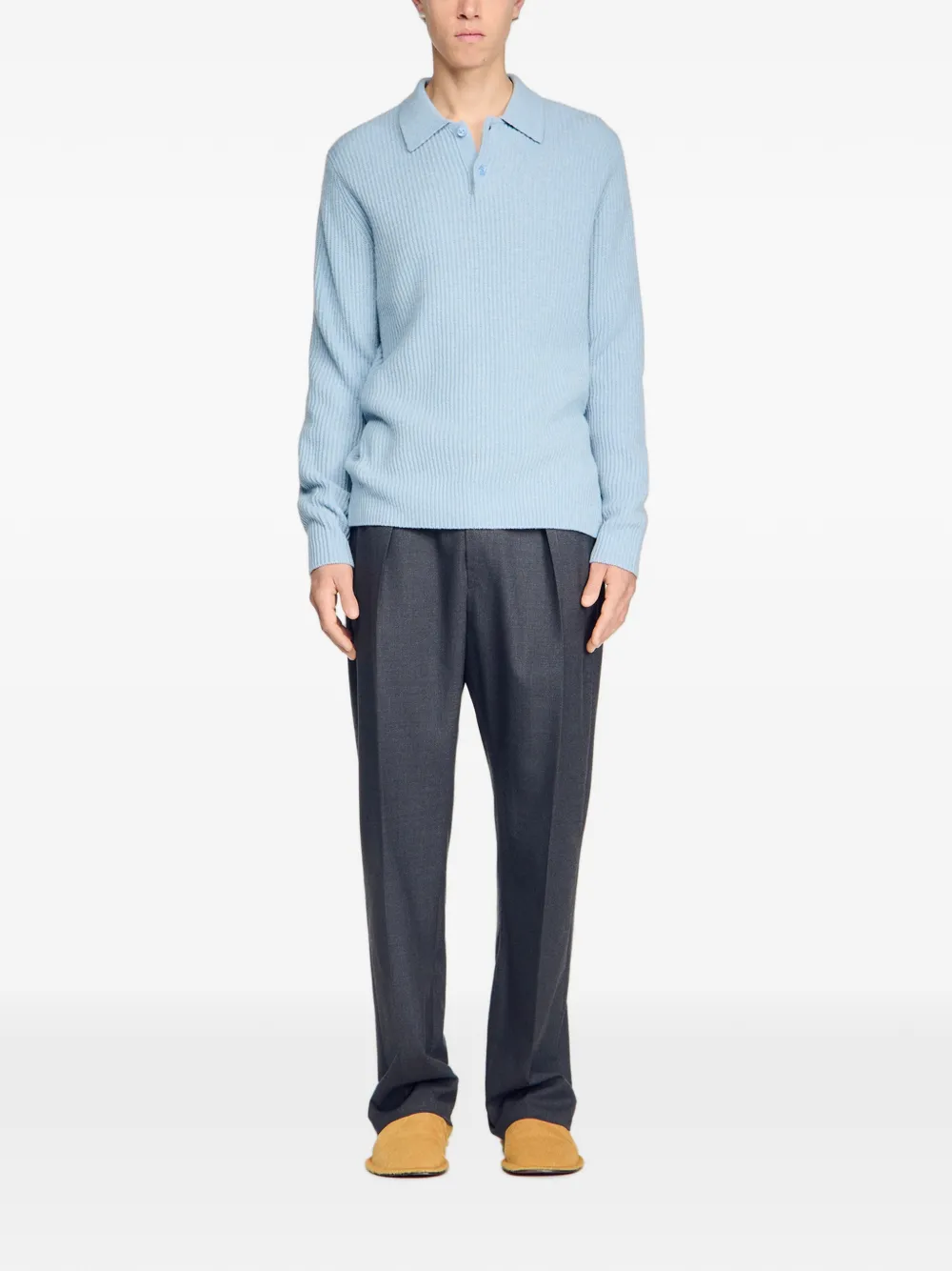 SANDRO Wollen poloshirt Blauw