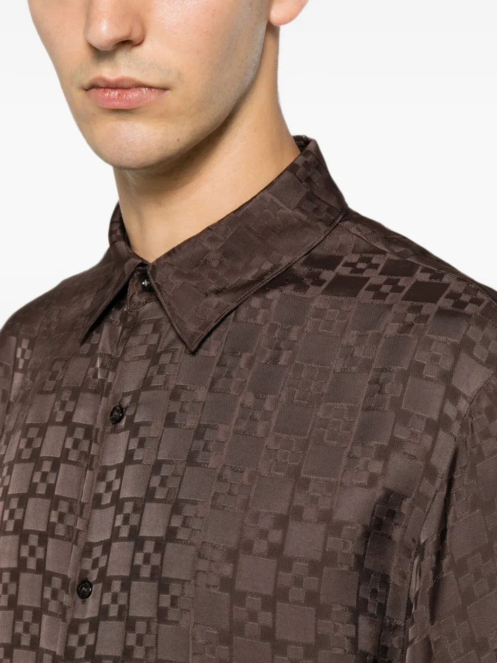 SANDRO Overhemd met monogram-print Bruin