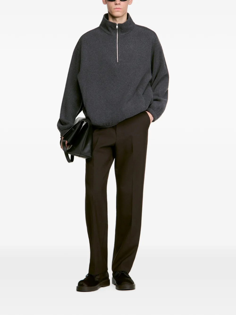 SANDRO Sweater met opstaande kraag en rits Grijs